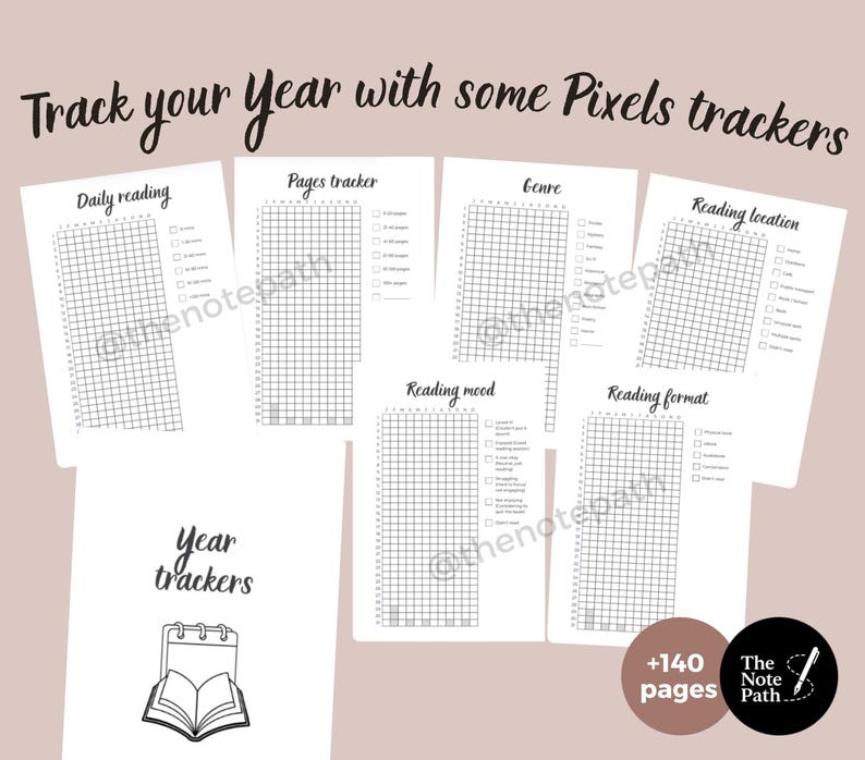 Utskrivbar läsdagbok Mega Bundle | Månatlig läslogg och statistik A4 A5 | Läsutmaningsspårare | BookTok-dagbok | Direktnedladdning bild 6