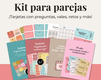 Kit para parejas | 250+ Preguntas profundas + Juegos de Conexión | Juegos Parejas | Tarjetas, Vales, Retos | Regalo San Valentín digital
