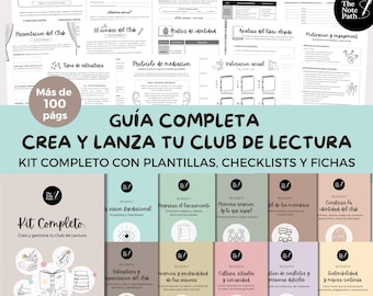 Kit Crea y lanza tu Club de Lectura | Guía con Plantillas, Checklists, Herramientas y Fichas de Trabajo | Imprimible Editable Español