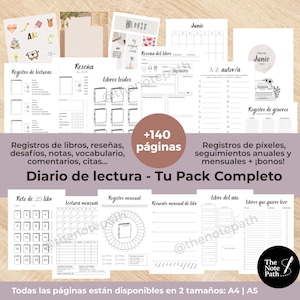 Complete Reading Journal | Reading Planner | Book Reviews | Challenges, Quotes, and Stats | Annual and Monthly | Printable A4 and A5