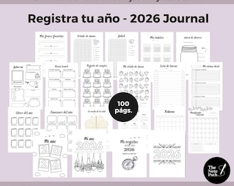 Registra tu año 2026 | Planners y registros anuales | Hábitos, emociones, objetivos, ahorros y autocuidado | Planificador Imprimible A4 y A5