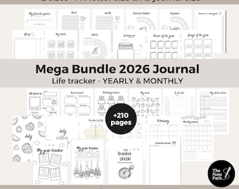 Life Tracker Mega Bundle 2026 | Annual and Monthly Trackers | Habit, Mood, Wellness | Printable A4 A5 | Build your journal & track your year