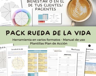 Rueda de la Vida Imprimible y Editable | Plan de Acción | Herramienta de Coaching y Desarrollo Personal | PDF y Excel Personalizable