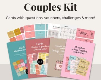 Couples Kit | Couple Connection Cards | 250+ Deep Questions + Conversation Starters | Couples Games | Couples Vouchers | Love games | Print
