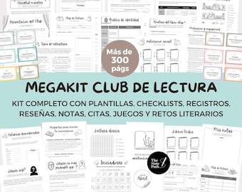 MEGAKIT Club de Lectura | Guía, Plantillas, Registros, Juegos, Tarjetas | Crea, Organiza y Dinamiza | Pack Completo Editable Español A4 y A5
