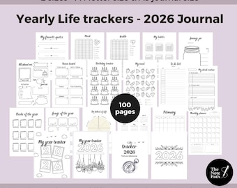 Life Tracker - Annual Trackers, Planners, Calendars 2026 | Habit, Mood & Wellness | Printable A4 - A5 | Build your journal, track your year