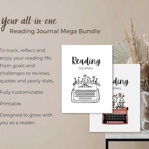 Utskrivbar läsdagbok Mega Bundle | Månatlig läslogg och statistik A4 A5 | Läsutmaningsspårare | BookTok-dagbok | Direktnedladdning bild 3