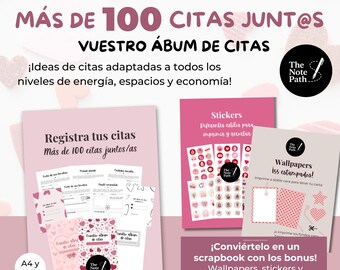 Álbum de Citas para Parejas | +100 Ideas Citas Imprimibles | Scrapbook Editable con Stickers y Wallpapers | Regalo Aniversario San Valentin
