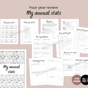 Utskrivbar läsdagbok Mega Bundle | Månatlig läslogg och statistik A4 A5 | Läsutmaningsspårare | BookTok-dagbok | Direktnedladdning bild 16