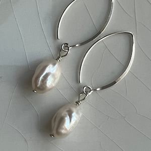 Freshwater  Baroque Pearl and Sterling Silver Hoop/Dangle Earrings