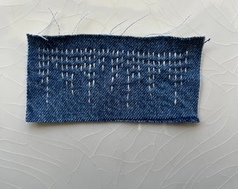 Small Hand-Stitched Sashiko/Boro Denim Patch