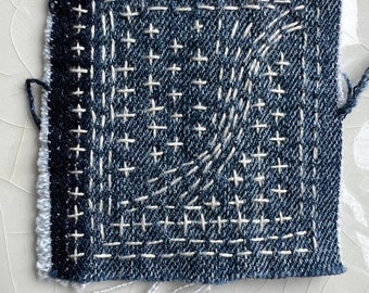 Small Hand-Stitched Sashiko/Boro Upcycled Denim Patch