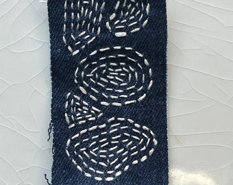 Small Hand-Stitched Sashiko/Boro Upcycled Denim Patch.