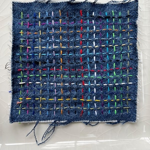 Small Hand-Stitched Sashiko/Boro Upcycled Denim Patch
