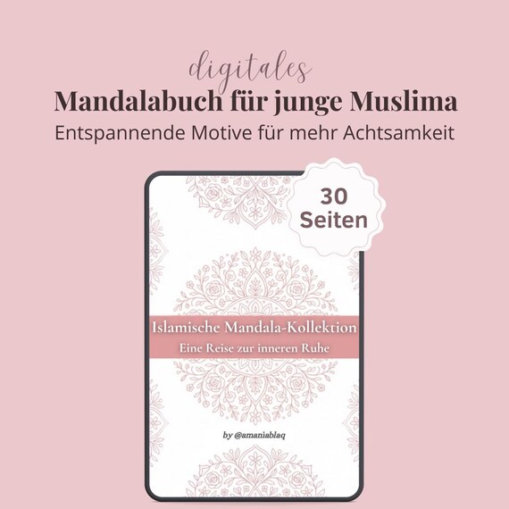 Islamisches Mandala Malbuch PDF, Mandalas mit islamischen Sprüchen, Digitales Ausmalbuch, Mandala-Kollektion, Malbuch für Muslima