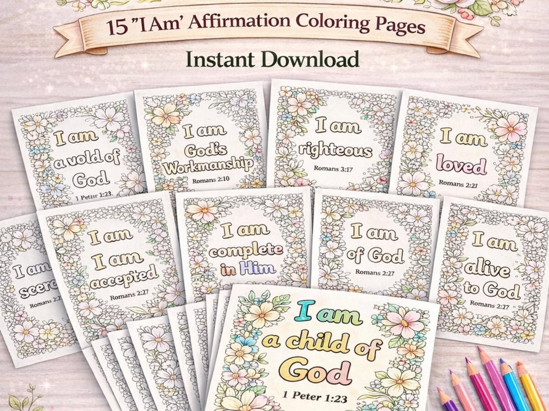 Christian Affirmation Coloring Pages | Floral Bible Verse (printable ...