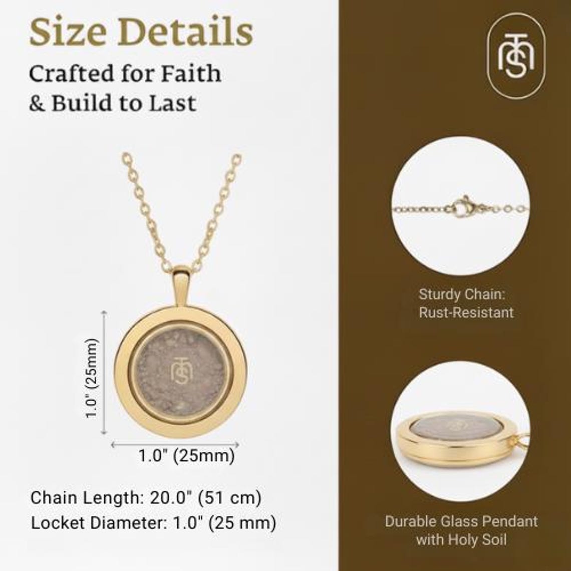 Authentic Temple Mount Soil Locket From Jerusalem, Christian Necklace ...