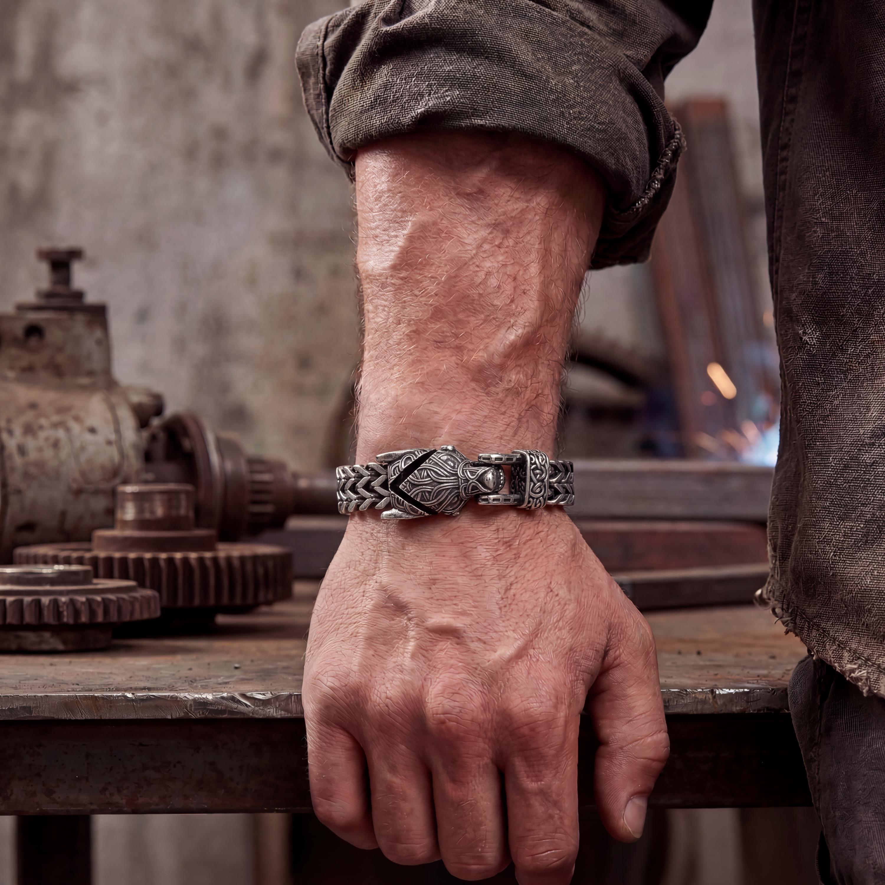 Large mens silver bracelet - Etsy 日本 ソリッドステンレススチール 
