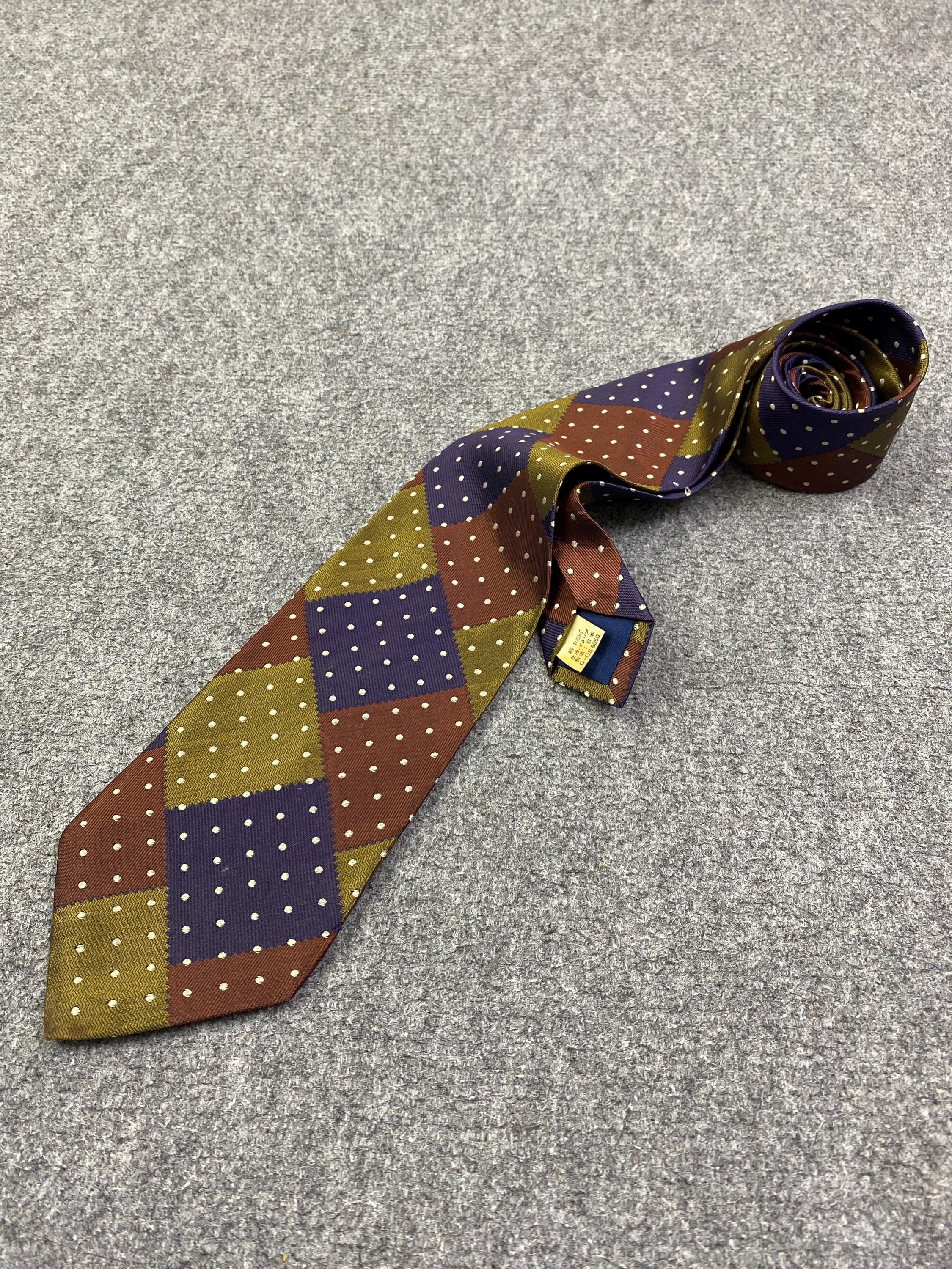 Vintage Gianni Versace Silk Tie Geometric Patchwork Polka Dot