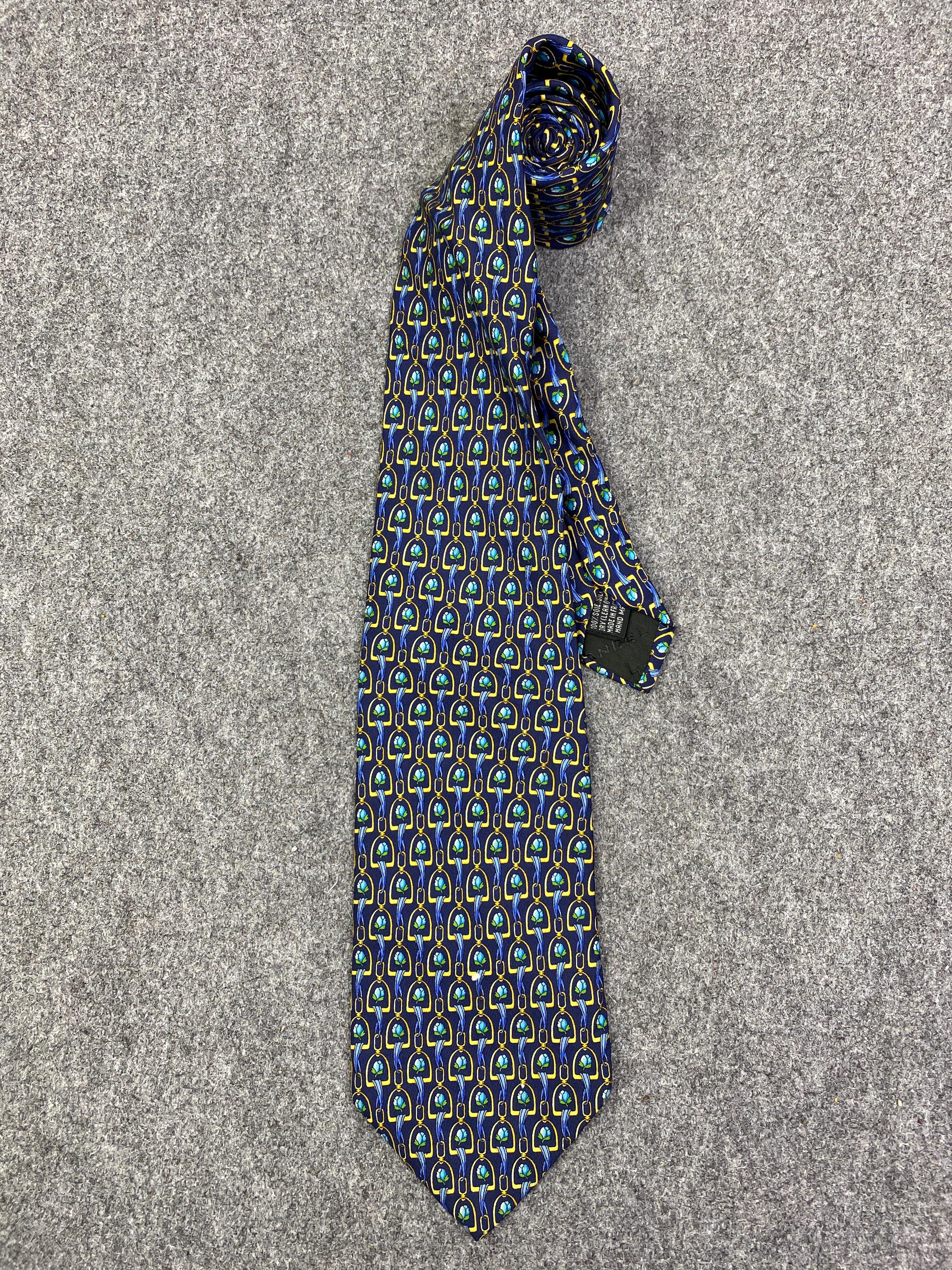 Cravate Vintage Lanvin Homme – 100% Soie – Motif Géométrique Multicolore – Bon état