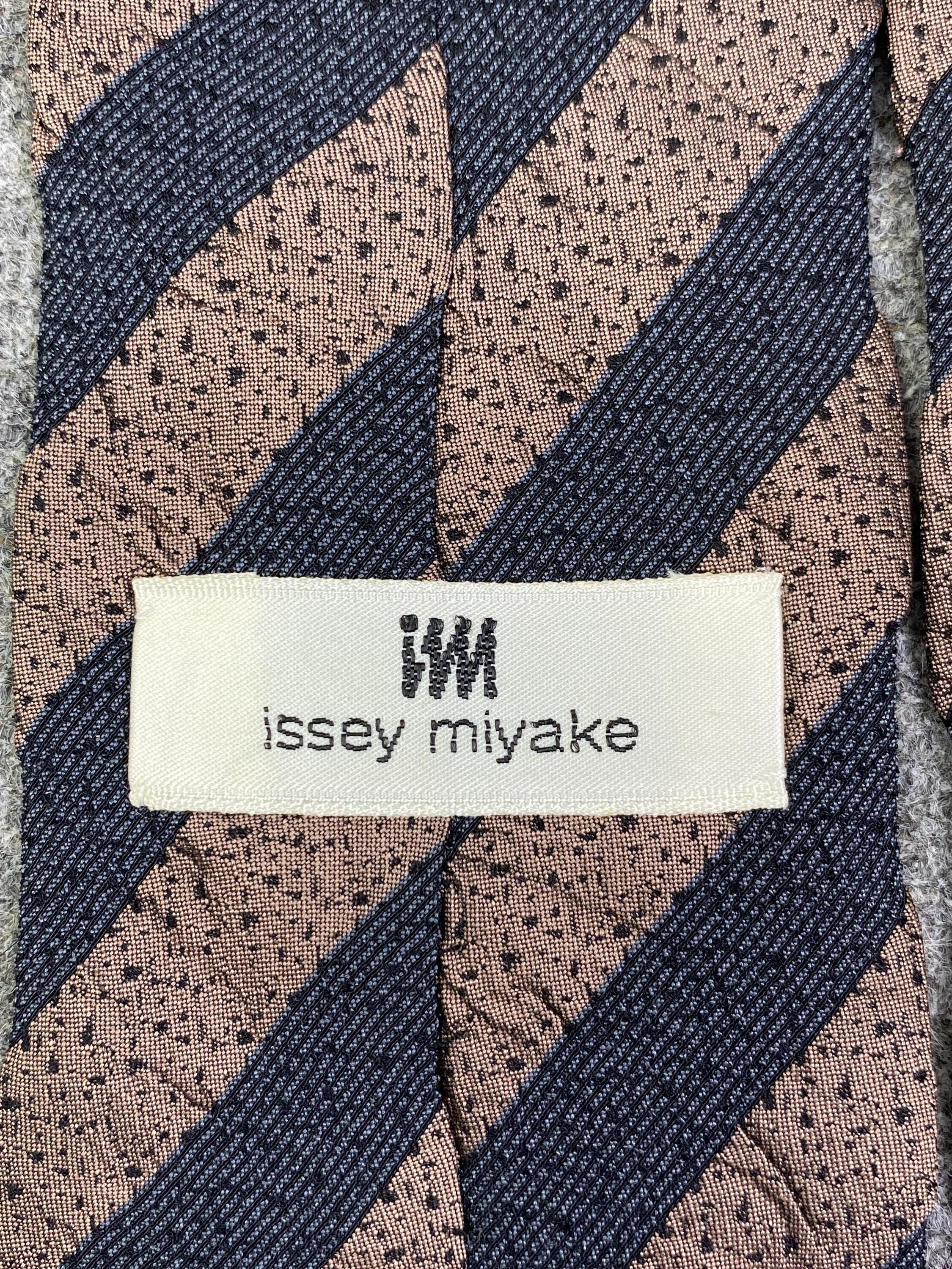 Vintage Issey Miyake Men Silk Tie Made in Japan, Brown Black