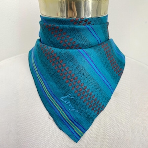 Vintage Kenzo bomullshalsduk - Blågrön diamantmönster näsduk