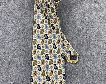 Pierre Balmain Paris Vintage Silk Tie, Cream Paisley Necktie, Luxury Designer Business Accessory