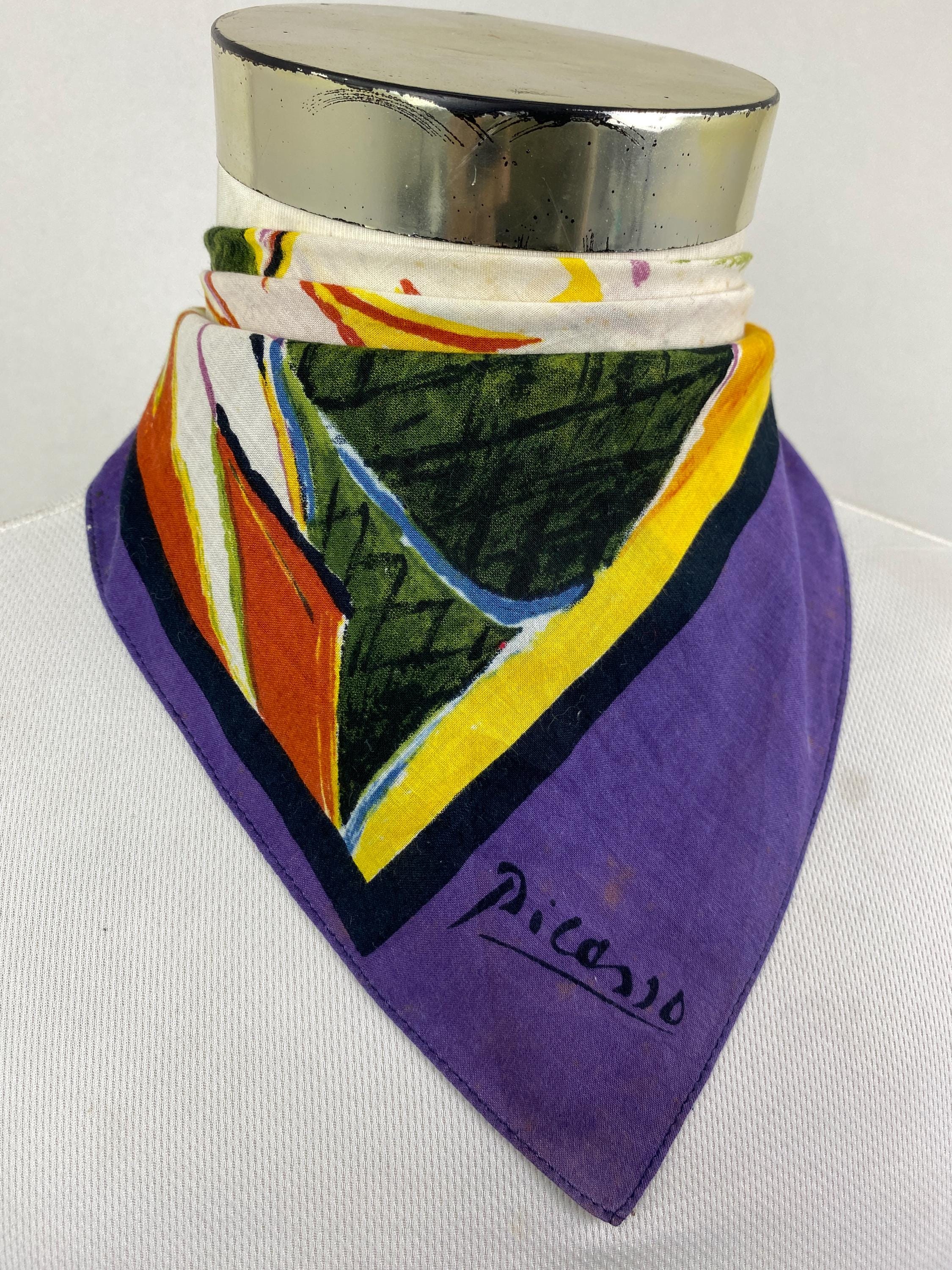 Vintage Picasso Cotton Bandana, Portrait of Jacqueline Roque Art