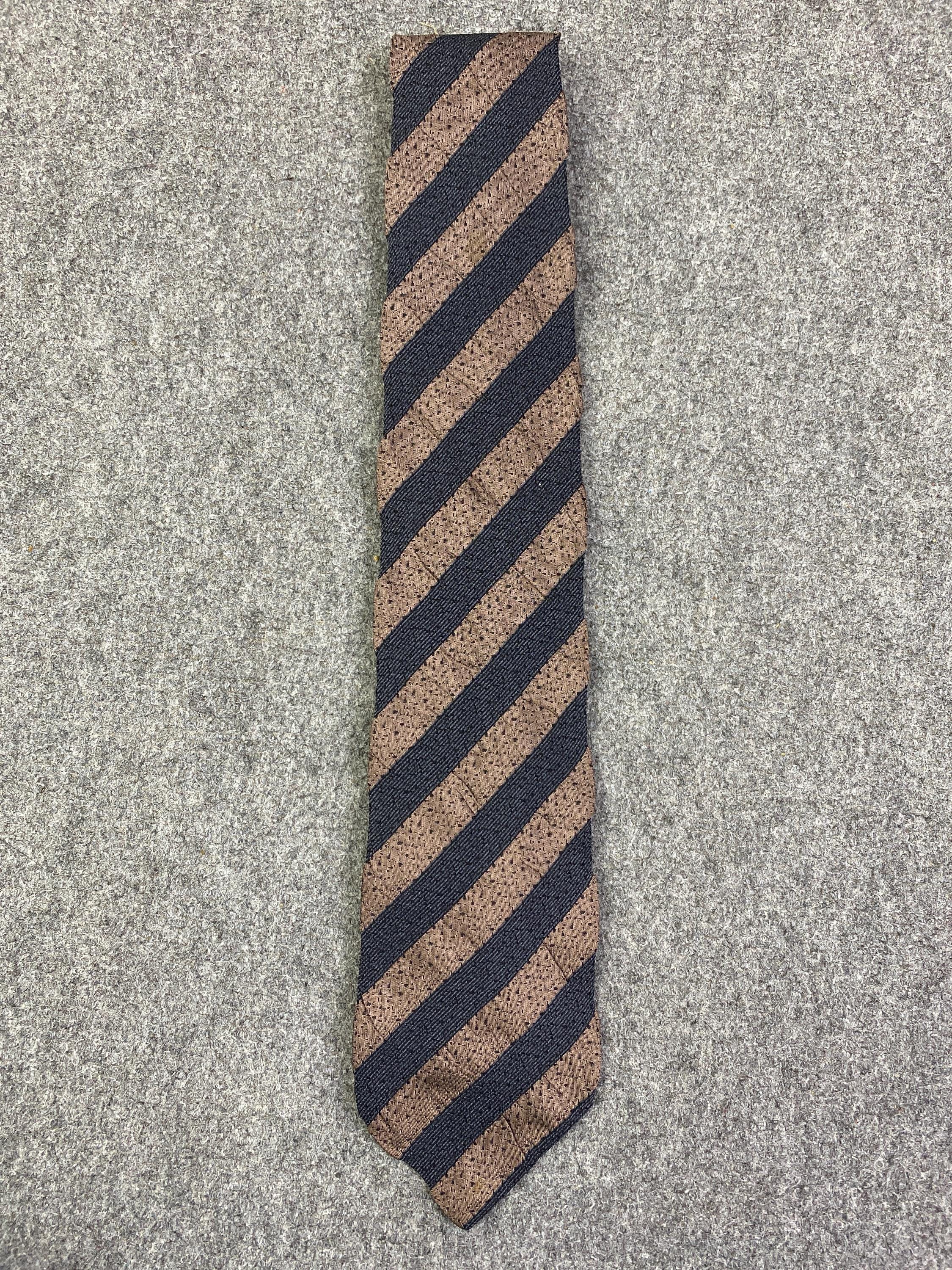 Vintage Issey Miyake Men Silk Tie Made in Japan, Brown Black