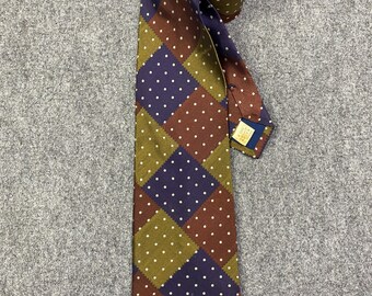 Vintage Gianni Versace Silk Tie Geometric Patchwork Polka Dot