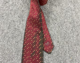 Vintage Hermès Paris Silk Tie Burgundy Red Gold Geometric Pattern Luxury Men's Necktie Made in France Authentic Designer Accessory