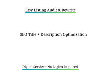 Etsy リスティング監査と書き換え | SEO タイトルと説明文の最適化 | Etsy セラー向けデジタルサービス