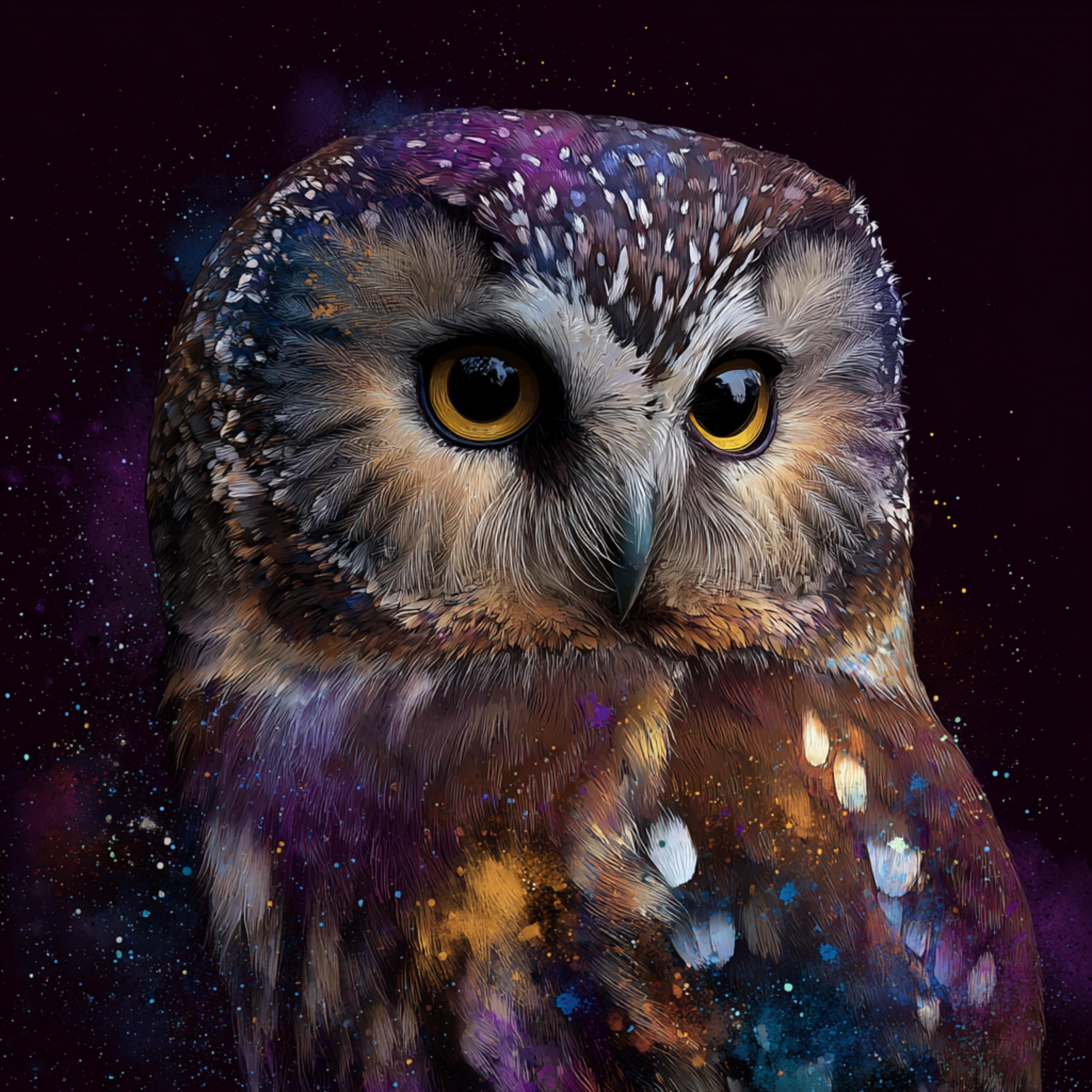 Celestial Owl Art Print, Galaxy Animal Illustration (Digital Download)