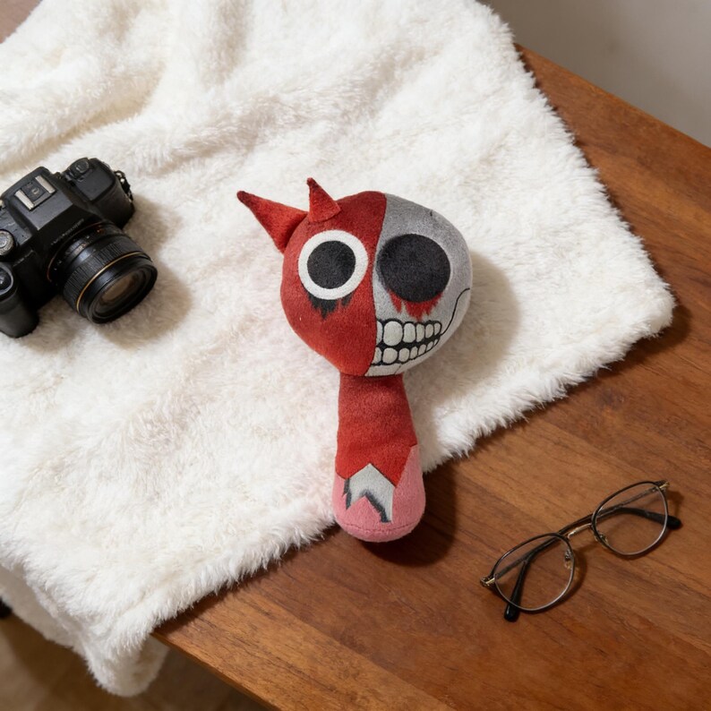 Horns Red Raddy Sprunki Plush Mutations Raddy Horror Game Stuffed Toy, Creepy Cute Red ...