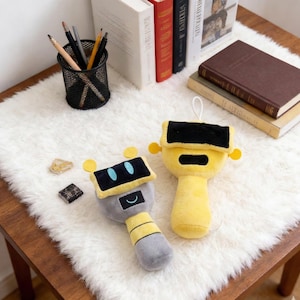 Sprunki Plush Fun Bot and Garnold Double Head Toy,Custom Game Character Stuffed Doll, Unique Robot Plushie, Weirdcore Indie Gamer Gift