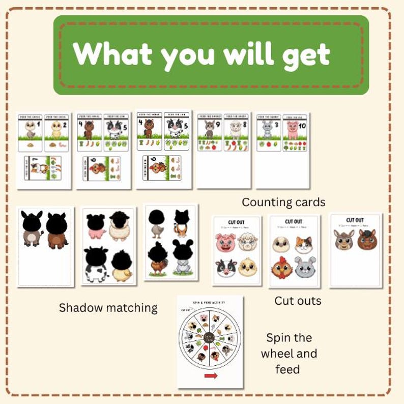 Feed the Farm Animals Printable | Fine Motor Skills| Toddler Busy Book ...
