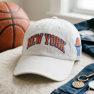 Embroidered Basketball Washed Dad Cap, Retro BBall Cap