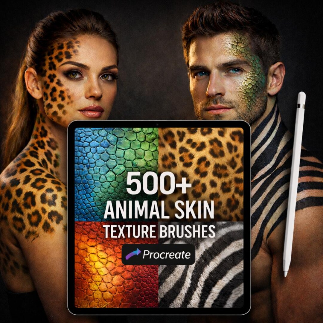 500 Realistic Animal Skin Brushes Procreate | Texture Pack | Leopard ...