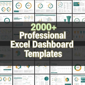 May include: A collection of Excel dashboard templates with charts, graphs, and data visualizations. The image displays multiple screens with various data representations, including pie charts and bar graphs. Text on the image reads "2000+ Professional Excel Dashboard Templates."