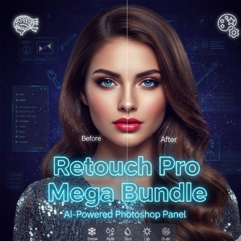 Retouch Pro Mega Bundle for Adobe Photoshop | AI Skin, Eyes, Hair, Lips ...