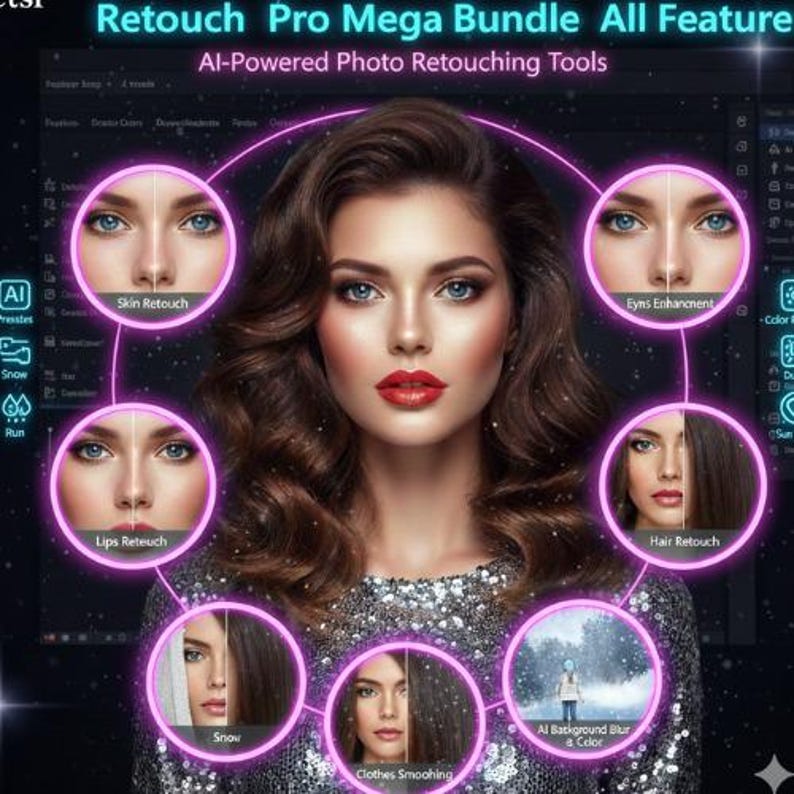 Retouch Pro Mega Bundle for Adobe Photoshop | AI Skin, Eyes, Hair, Lips ...