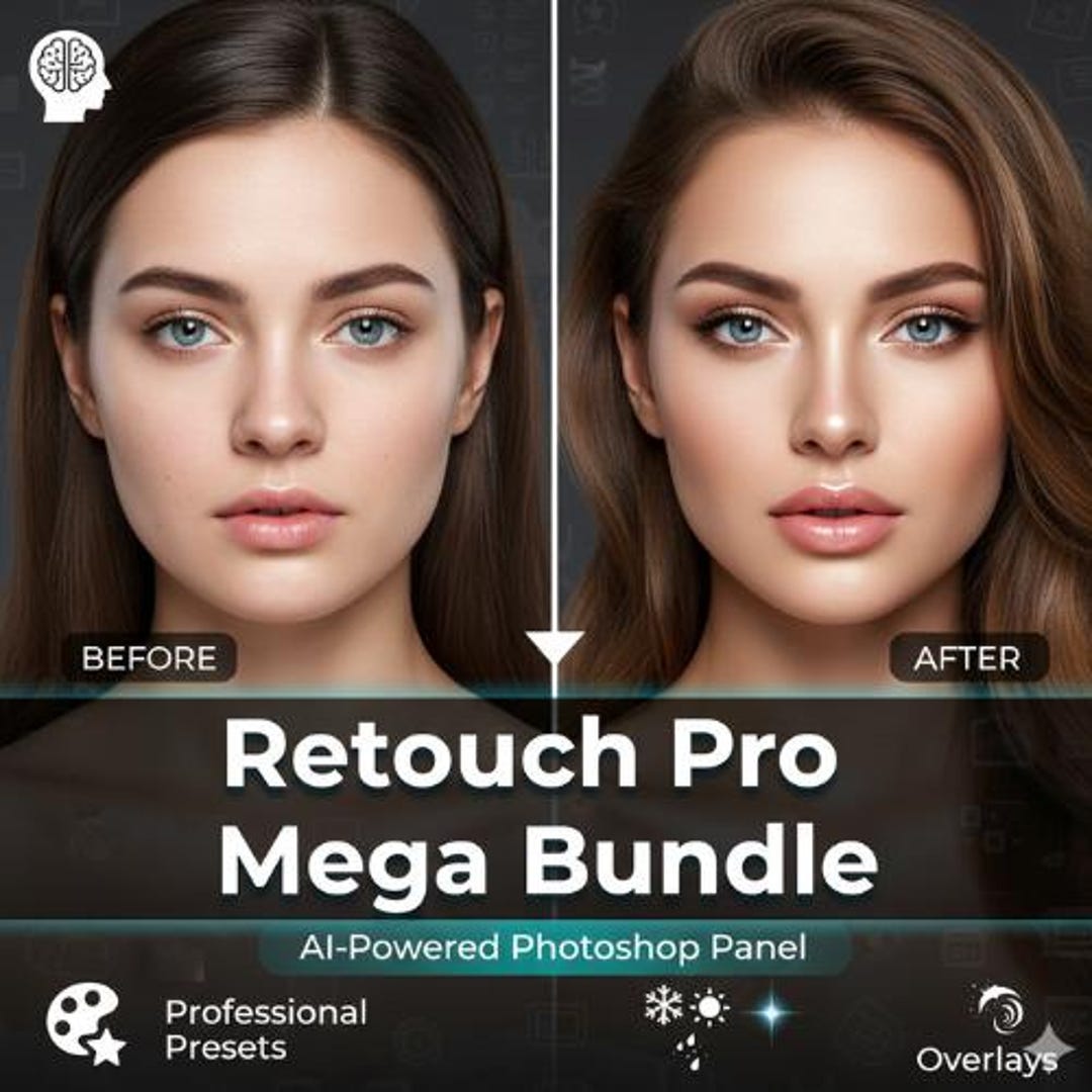 Retouch Pro Mega Bundle for Adobe Photoshop | AI Skin, Eyes, Hair, Lips ...