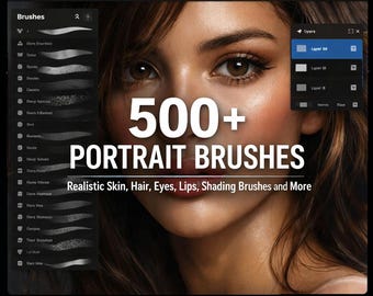 500+ Professional Portrait Brushes for Procreate & Photoshop | Hyper-Realistic Skin, Hair Face Brushes | Artist Tools