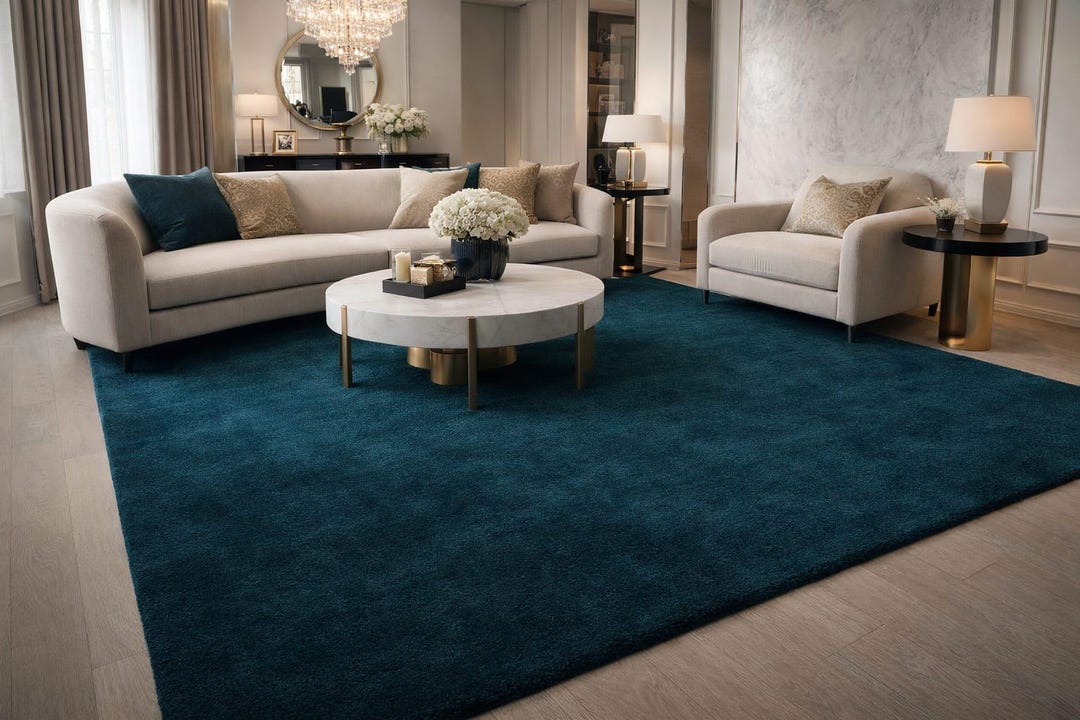 Deep Color Rug Deep Teal Hand Tufted Plush Area Rug – Modern Solid Carpet Runner - Etsy