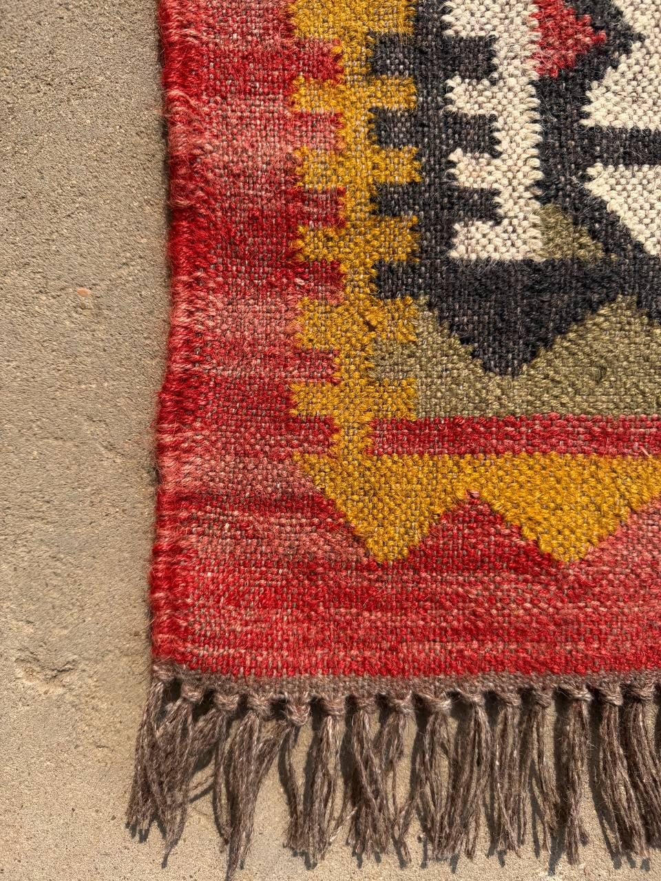 Petit Tapis Vintage Navajo Amérindien 5x7 Pouces - Style Tribal Avec Franges