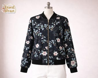 Floral Chiffon Bomber Jacket | Lightweight Zip-Up Outerwear, Summer Layering