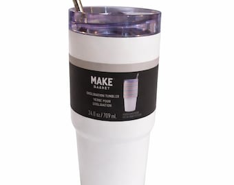 24oz Insulated Tumbler with Straw | Reusable Stainless Steel Travel Cup for Hot & Cold Drinks | Modern Drinkware Gift for Her