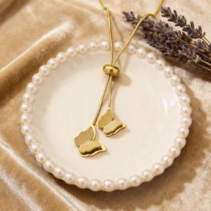 Collier réglable à pendentif papillon, chaîne de clavicule de luxe à glissière pour femme, accessoire de mode