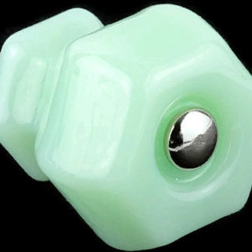 6 Jadeite Green Milk Glass Handles Drawer Pulls Etsy