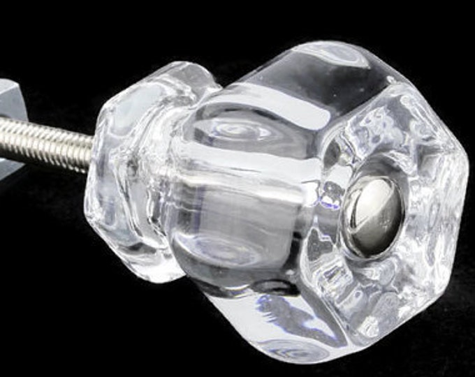 4 CLEAR Glass Knobs Vintage Antique Style Depression Glass Etsy